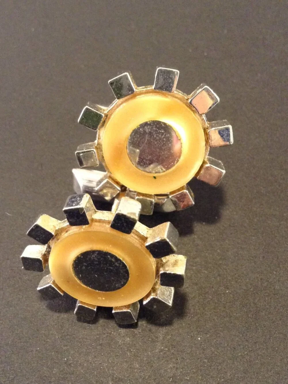 VTG Swank Unique Cuff Links/Tie Tack MCM Cool Avant Garde Atomic Age Sputnik
